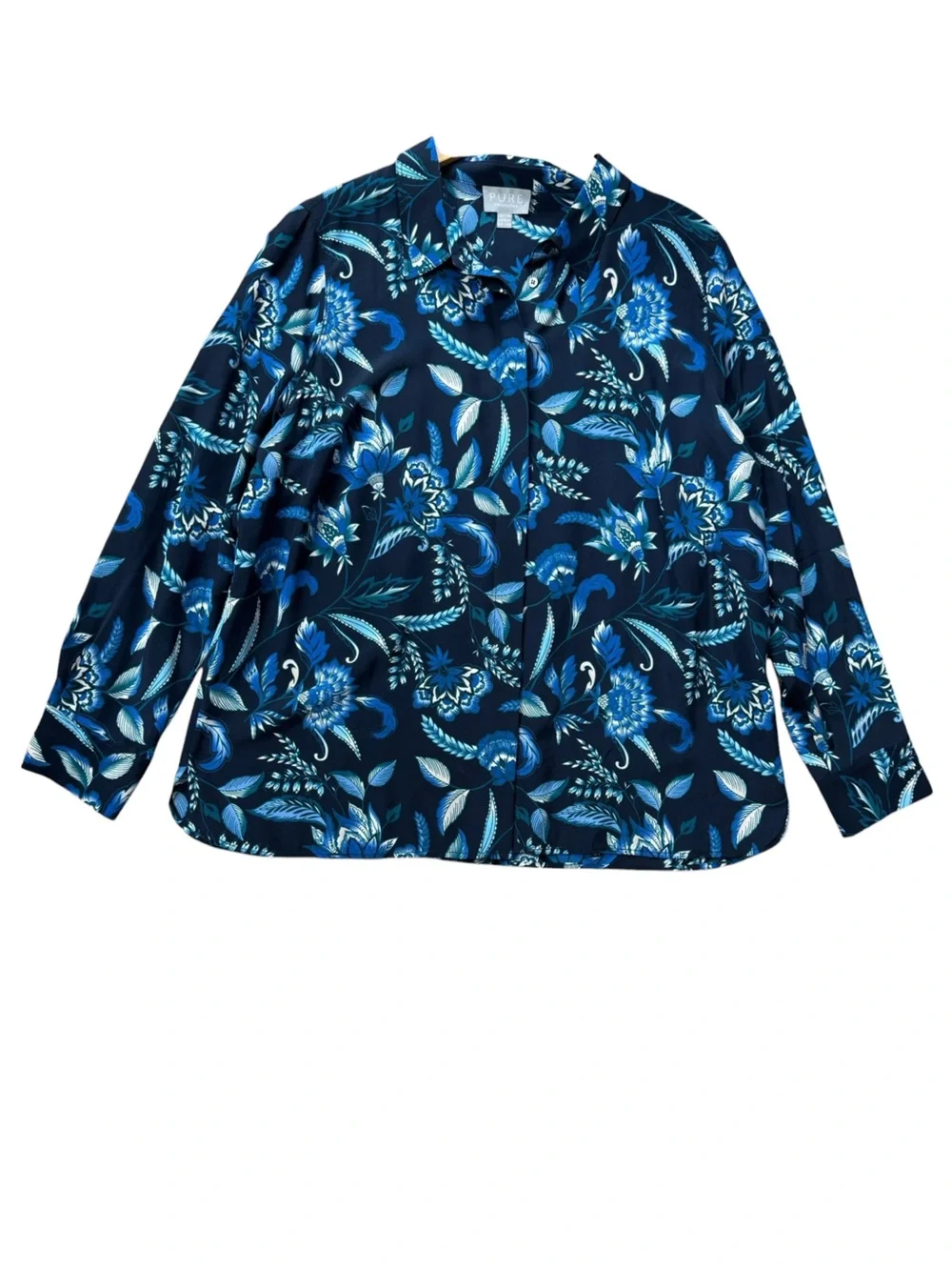 PURE Collection Washed Silk Relaxed Shirt size 14/16